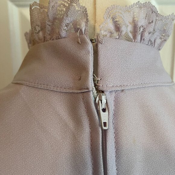 Vtg 70s Victorian Dress Size 7 Union Tag Lace Ruffle Feminine Romantic Pastel - Picture 3 of 14